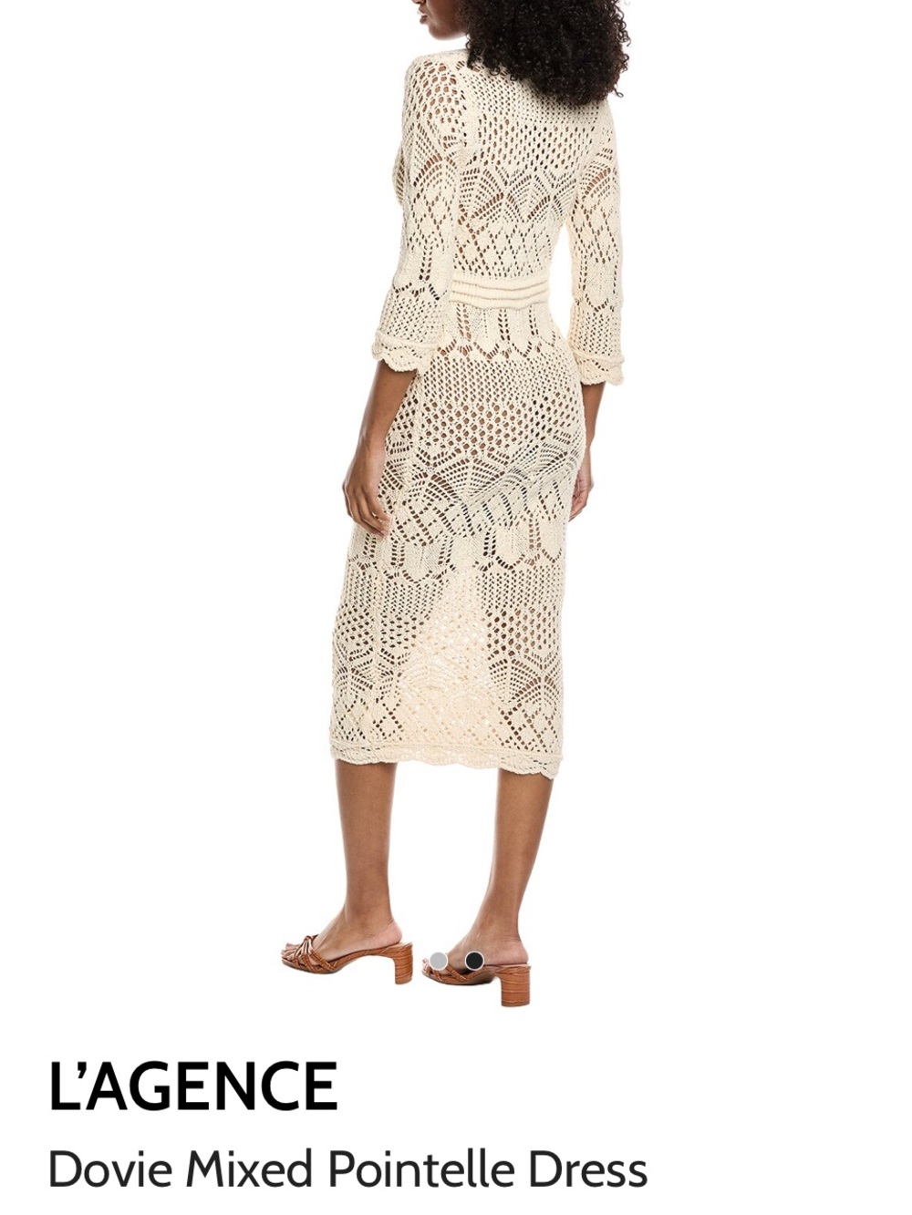 L'AGENCE Dovie Crochet Midi Dress — Cream - Picture 2 of 2